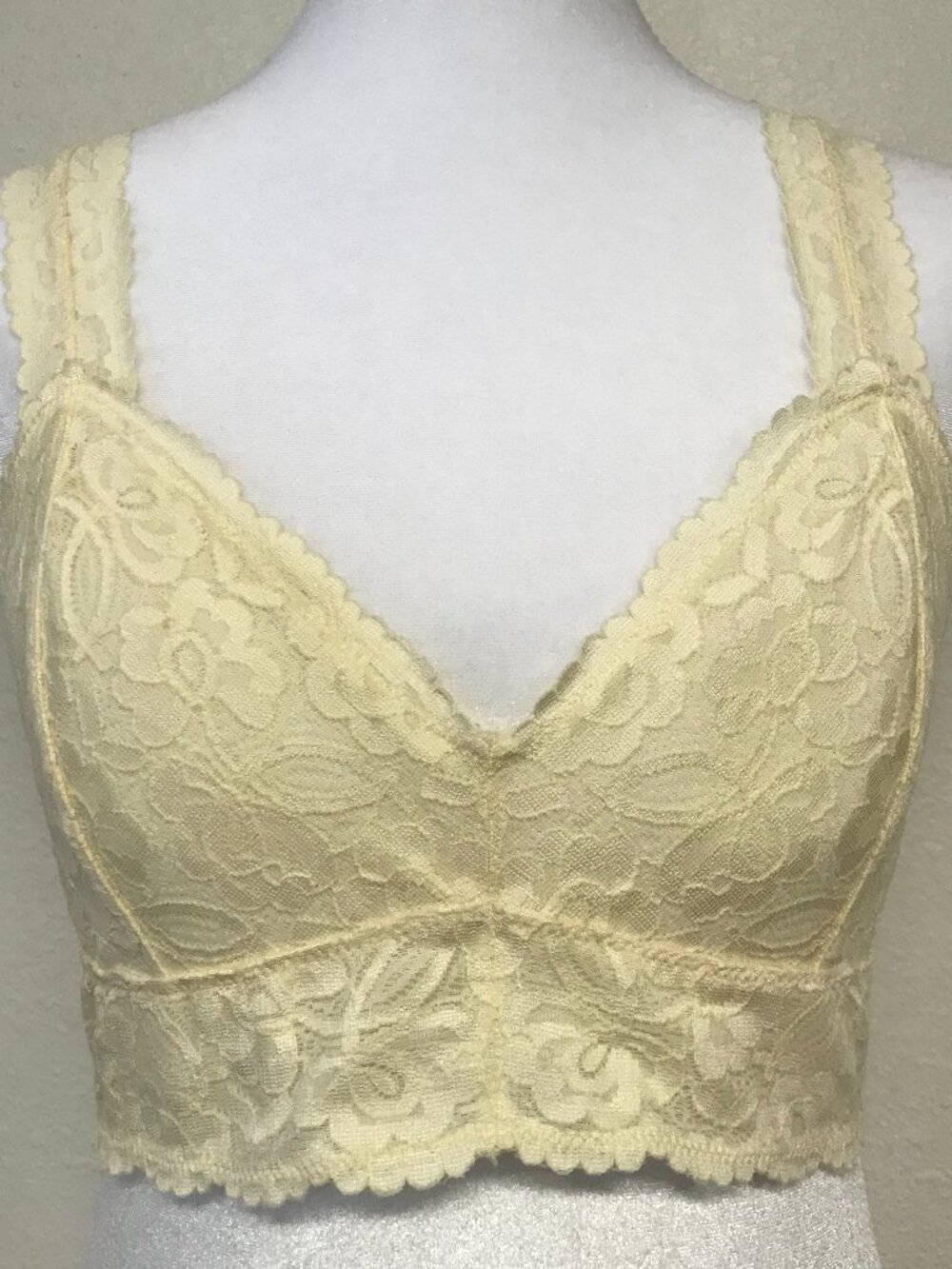 Free People Intimately Lace Bralette M Ivory Cream Floral Racerback